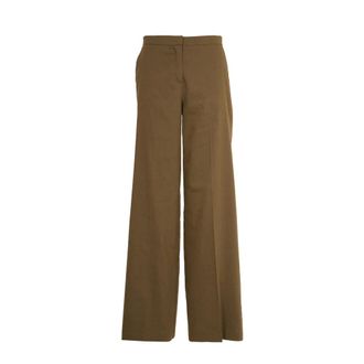 Pinko Wide Trousers, female, Green, Size: M Green Linen Trousers