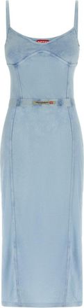 Diesel Light Blue Sweetheart Neck Midi Dress