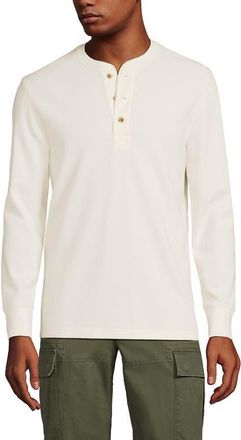 Lands End Long Sleeve Thermal Waffle Henley in Ivory at Nordstrom, Size Xx-Large