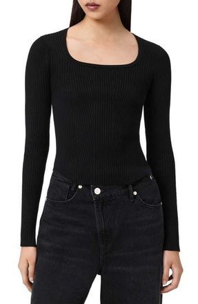 AllSaints Cruz Hera Rib Sweater in Black at Nordstrom, Size X-Small