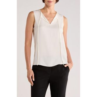 Theory Split Neck Silk Shell in Ivory at Nordstrom Rack, Size X-Large