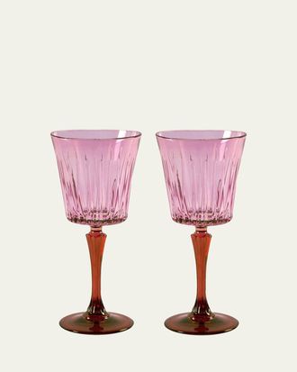 Luisa Beccaria Pink Shaded Stemmed Wine Glasses, Set of 2