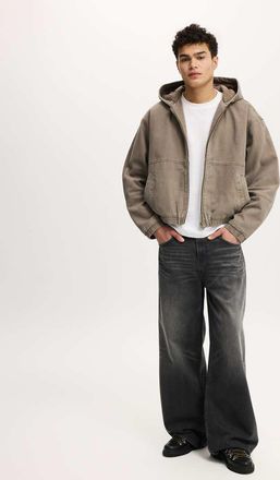 Cotton On bomber corto con cappuccio lavato color cioccolato-Marrone