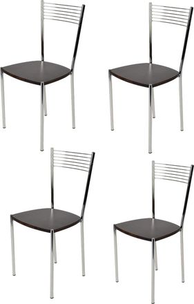 Tommychairs Tommychairs 4 Sillas Elegance Acero Cromado, Asiento Madera Wengu&eacute;
