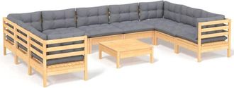 vidaXL Juego De Muebles De Jard&iacute;n 10 Pzas Y Cojines Madera De Pino Vidaxl