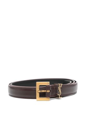 Saint Laurent Cassandre thin belt - Brown