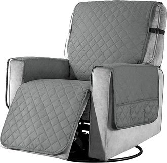OEM Funda Para Sill&oacute;n Reclinable - Microfibra Antideslizante Con Cintas El&aacute;sticas Y Bolsillos - Para Sill&oacute;n Reclinable De 1 Plaza - Gris Claro - 1 Unidad