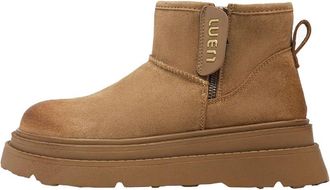 Generic Women winter thick soled snow boots with increased height and plush insulation anti slip cotton short boots (yellow,6.5)