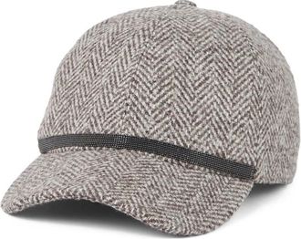 Brunello Cucinelli Herringbone Tweed Baseball Cap