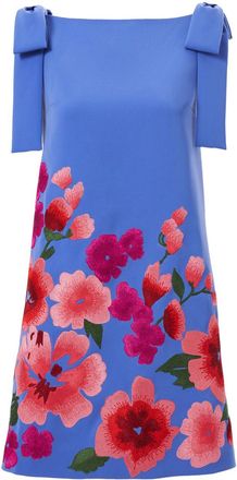 Carolina Herrera Abito corto con ricamo - Blu