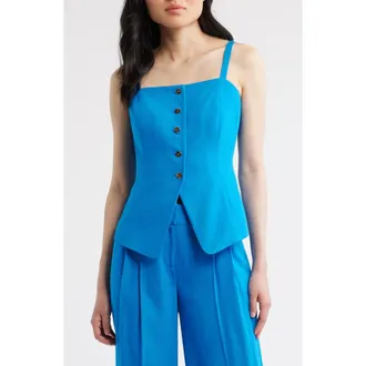 Tahari by ASL Cutaway Sleeveless Top in Blue Jewel at Nordstrom, Size 12