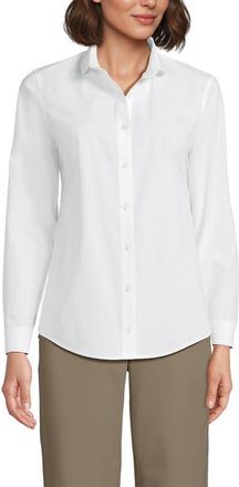 Lands End Long Sleeve Peter Pan Collar Broadcloth Shirt in White at Nordstrom, Size 16