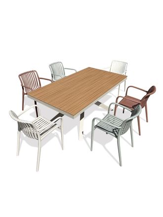 DCB Garden Conjunto de comedor de jard&iacute;n de aluminio para 6 personas - gris topo