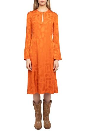 Zadig&Voltaire Randon Paisley Silk Midi Dress in Tangerine at Nordstrom, Size X-Small