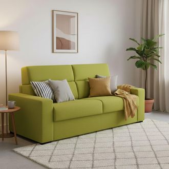Dmora Sof&aacute; Cama 3 Plazas Quindici, Desenfundable, Con Almacenamiento Made In Italy, Lavable, 220x95 Cm Verde