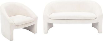 Vente-Unique Sof&aacute; de 2 plazas y sill&oacute;n de pana color crema OSSANA