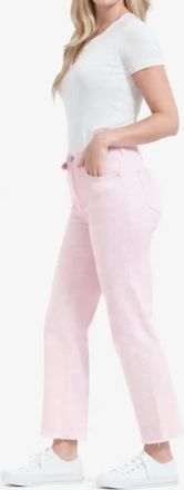 1822 Denim Cuff Bottom Straight Jeans In Pink