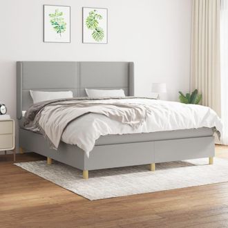 vidaXL Vidaxl - Cama Box Spring Con Colch&oacute;n Tela Gris Claro 180x200 Cm