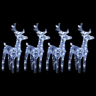 vidaXL Renos De Navidad 4 Unidades 160 Led Blanco Fr&iacute;o Acr&iacute;lico Vidaxl