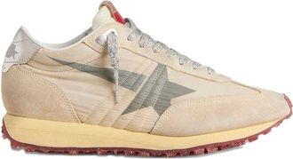 Golden Goose Marathon Sneakers With Beige Nylon Upper And Gray Star Shoes