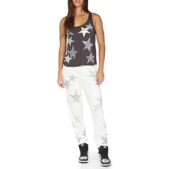 Lauren Moshi Gia Crystal Multi Stars Sweatpants in Faded White at Nordstrom, Size X-Small
