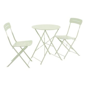 Sweeek Set mesa de jard&iacute;n bistr&oacute; plegable redonda de acero con 2 sillas
