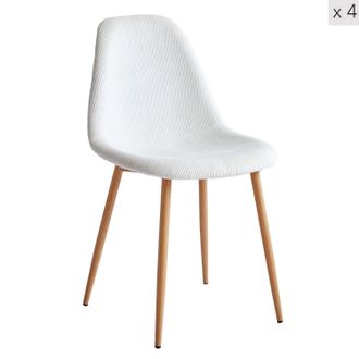 Nordlys Set of 4 Scandinavian Metal Dining Chairs in Beige