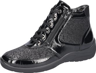 Waldl&auml;ufer Schn&uuml;rboots WALDL&Auml;UFER HESNA-Soft, Damen, Gr. 4,5 (37,5), schwarz, Lackleder, Nappaleder, Textil, Schuhe Schn&uuml;rboots, Bequemschuh, High Top Sneaker in