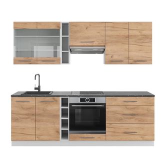 Vicco Mueble De Cocina Fame-line, Oro Potencia Roble/blanco, 235 Cm Sin Encimera