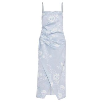 Marella Geprinte satijnen jurk - Array stijl - Dames - Casual kleedjes - Blauw - L - Satijn - Kleedjes