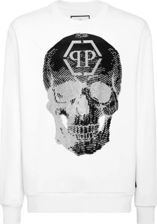 Philipp Plein Ronde hals Skull Sweatshirt - Heren - Sweatshirts - Wit - 3XL - Katoen - Hoodies & sweatvesten