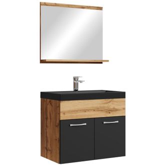 Badplaats Mobile da bagno Montreal 02 60cm Rovere con Nero Opaco - armadio mobiletto