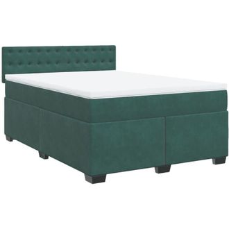 vidaXL Cama Box Spring Con Colch&oacute;n Terciopelo Verde Oscuro 140x200 Cm Vidaxl