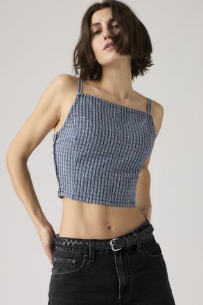 Levi's Camiseta sin mangas de cuello cuadrado - Mujer - XS - Azul / Tiny Windows