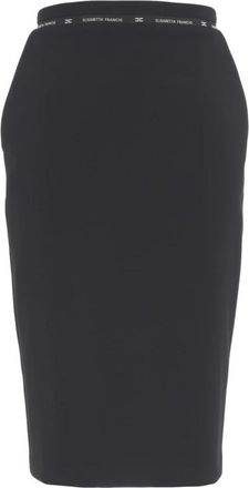 Elisabetta Franchi Rok in Cr&ecirc;pe met Logo Lint - Dames - Kokerrokken - Zwart - S - Polyester - Rokken