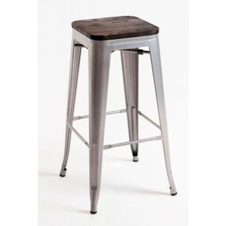 Regalos Miguel Regalos Miguel - Taburetes Altos - Taburete Torix Madera - Gris Metalizado