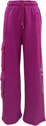 Marcelo Burlon Wijde broek - Dames - Wijde Broeken - Roze - L - Katoen - Broeken