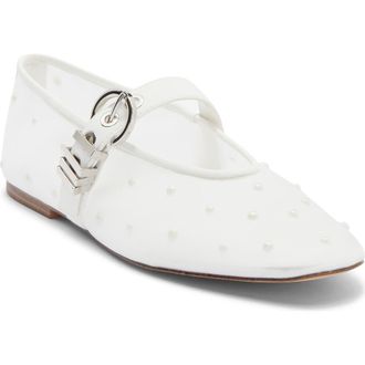 Steve Madden Lucia Mary Jane Flat in Ivory Pearl at Nordstrom, Size 6.5