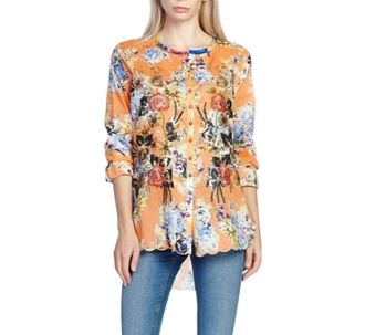 Aratta Claudine Agnes Shirt In Orange Floral