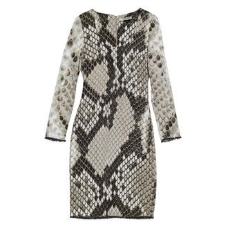 Roberto Cavalli Python-Print Midi Dress, Brand Size 38 ( US Size 4 )