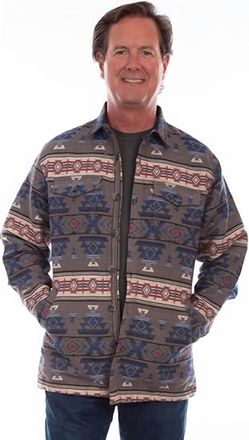 Scully Mens Western Southwest Shirt Jacket In Red Blue