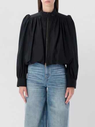 Chlo&eacute; cropped cotton trench jacket high collar
