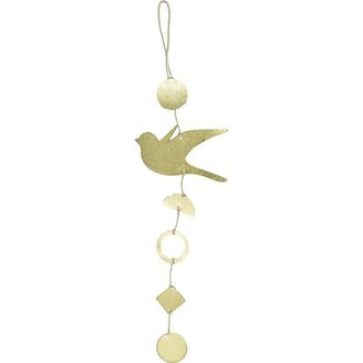 Foreside Home And Garden Faye Metal Bird Mirror Hanging Accent in White at Nordstrom