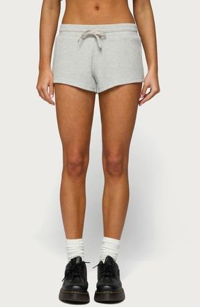 Edikted Baila Waffle Knit Drawstring Shorts in Light-Gray-Melange at Nordstrom, Size X-Large