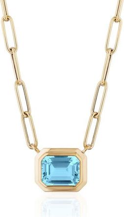 Goshwara Manhattan Emerald Cut Pendant Necklace in Pale Blue at Nordstrom, Size 18