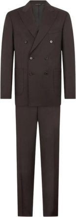 Brooks Brothers Wollen pak met dubbele rij knopen - Heren - Business pakken - Bruin - S - Wol - Kostuums