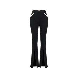 Elisabetta Franchi Wide Trousers, female, Black, Size: XL Wide Trousers
