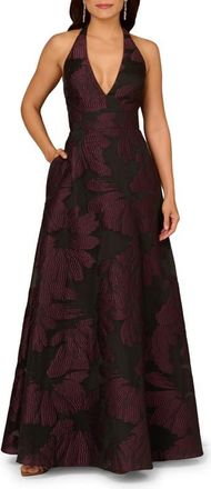 Adrianna Papell Sleeveless Organza Gown in Midnight Plum at Nordstrom, Size 14
