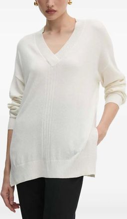 Guess Co logo-embellished V-neck jumper - women - Fabric - S - Neutrals