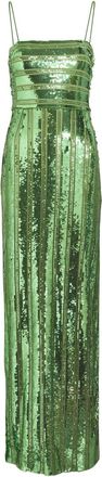 Galvan Stargaze Bandeau Sequin-embellished Tulle Maxi Dress - Green - 38 (UK10 / S)